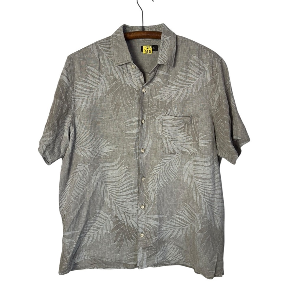 Tasso Elba Silk Linen Hawaiian Shirt Short Sleeves Tropical Print Sz Men's Large